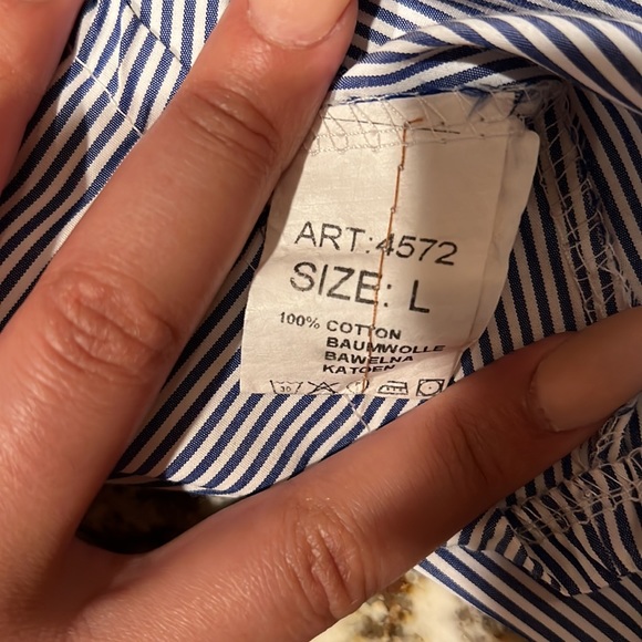 Off shoulder blue and white striped open back top women’s size L 100% cotton - Picture 16 of 16